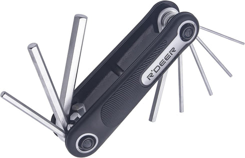 R'DEER 8 in 1 Folding Hex Key Set, Portable Bike Metric Allen Wrench Kit, Comfort Grip, Sizes 1.5mm-8mm