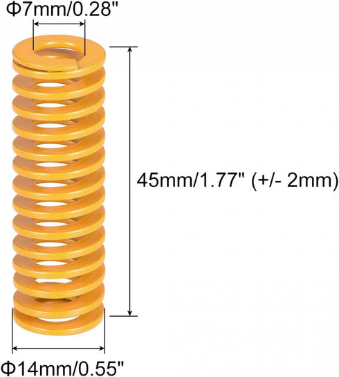 3D 14mm 45mm 2pcs 3D uxcell Printer Die Spring, OD Long Spiral Stamping Light Load Compression Mould Die Springs