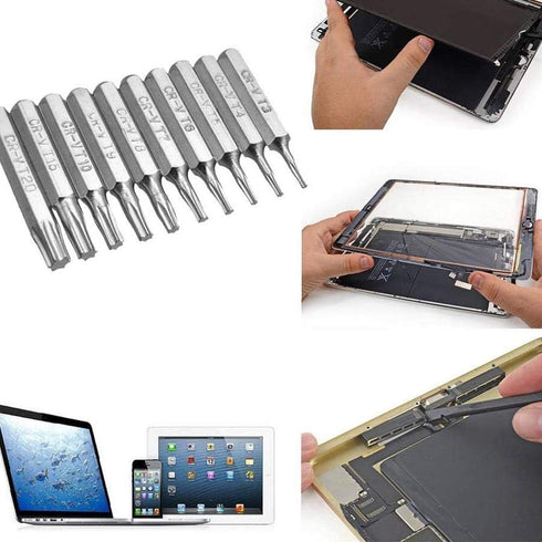 10pcs/Set 4mm Torx Bits Set - CR-V T3 T4 T5 T6 T7 T8 T9 T10 T15 T20 Batch Head Screwdriver Bit Kit for Mobile Repair