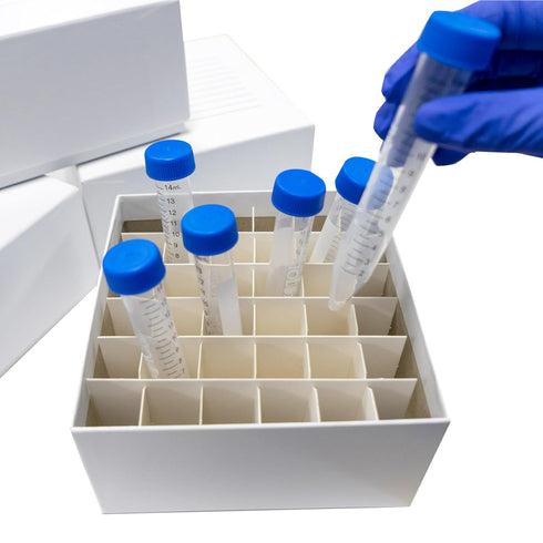 36-Well Lab Freezer Box with Lid, Cryo Storage Box for 15ml Centrifuge Tubes, White Cardboard Freezer Lab Box, 5 Pcs