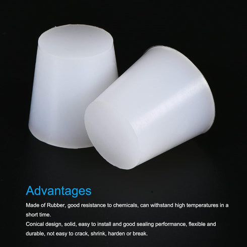 MECCANIXITY 2 Pieces Solid White Silicone Rubber Tapered Plug 22mm to 29mm for Laboratory Use, Powder Coating,