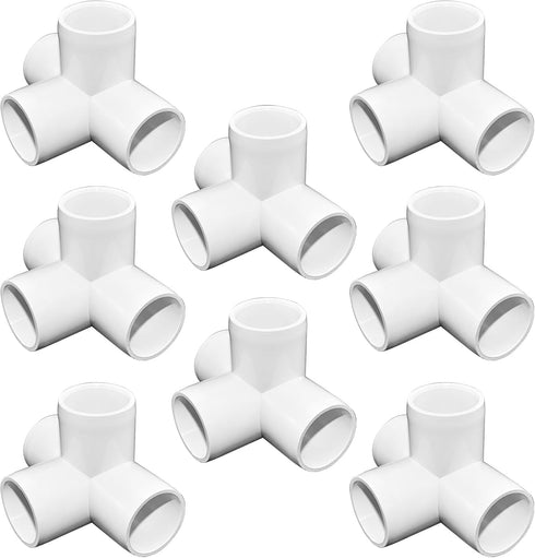 SDTC Tech 1/2" 4 Way PVC Fitting - Furniture Grade Pipe Elbow Connector for DIY PVC Shelf, White, 8 Pack