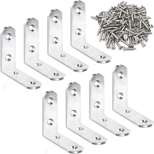 8 Pack L Bracket Corner Braces 2 Inch Stainless Steel Heavy Duty