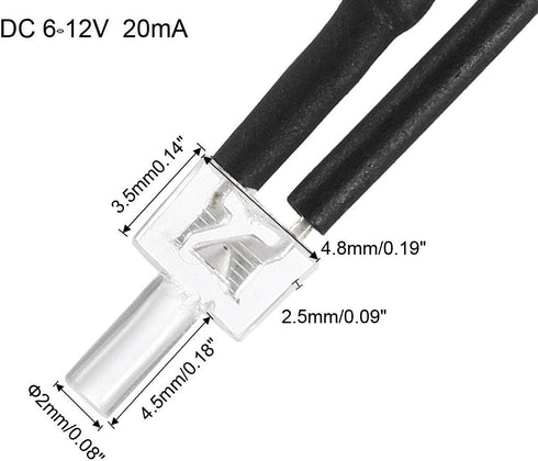 uxcell 1Pcs 2mm Pre Wired LED, White DC6-12V Clear Lens, Light Emitting Diodes by uxcell