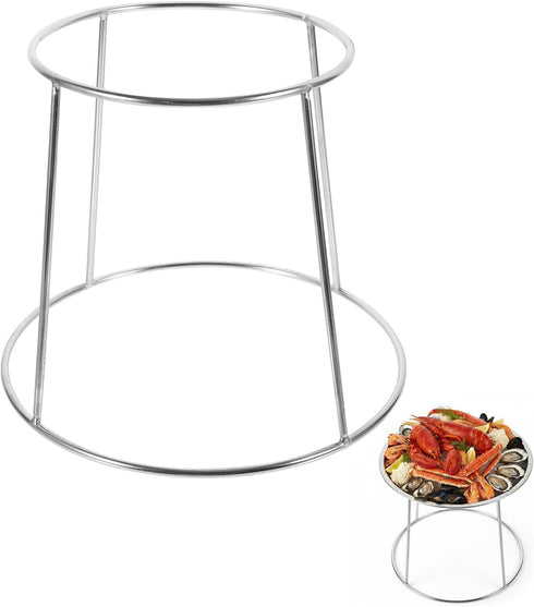 Hemoton Seafood Display Rack Double Tier Stainless Steel Buffet Tower Stand 9.05X9.05X7.08