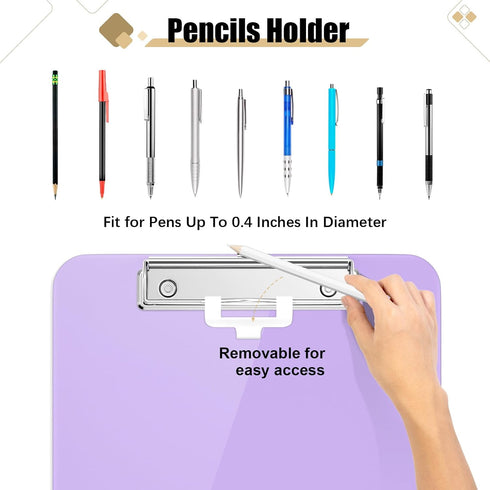 Hongri Plastic 8.5 x11 Clipboards, Purple A4 Clipboard Letter Size for Nurses, Students, Teacher, Office and School, Clip Board with Pen Holder and Low Profile Clip, Size 12.5 x 9 Inch, (Purple) by Hongri