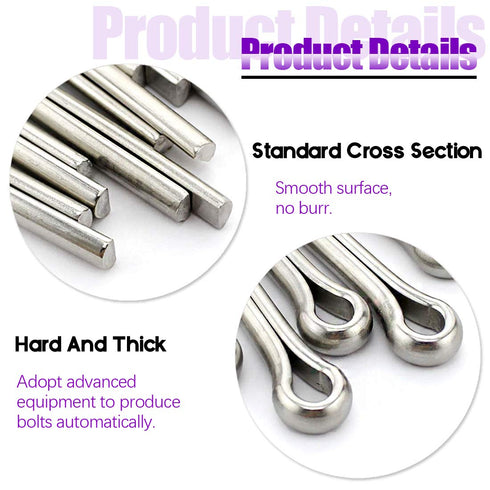 110Pcs 304 Stainless Steel Cotter Pin Clip Key Fastener Assortment Kit for Automotive Mechanics & Small Engine Repair