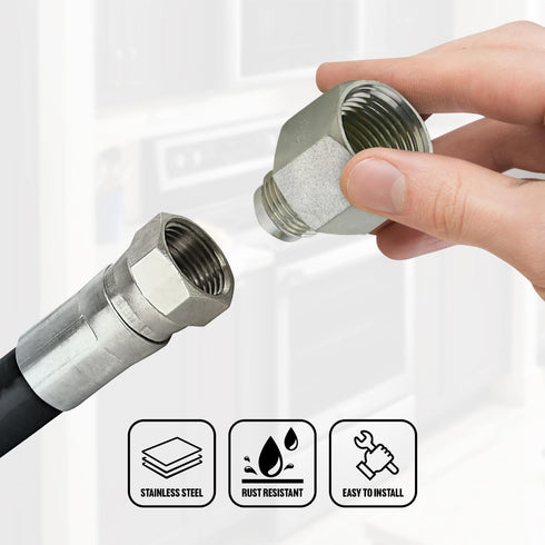 Flextron FTGF-38F12 Gas Connector Adapter Fitting - 3/8" Flare Thread x 1/2" FIP, Stainless Steel