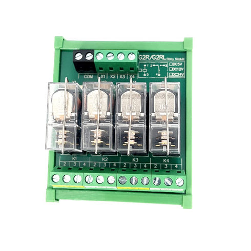 DIN Rail Mount 4 Channels Relay, AC/DC 24V Control 4 SPDT 10A Pluggable Power Relay Module for PLC MCU Projects
