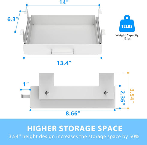 Gome Under Desk Pull-Out Drawer, Storage Organizer Mounted, Easy Slide-Out Pencil Drawer for Sit-Stand Workstation