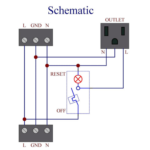 DIN Rail Mount AC 120V NEMA 5-15R Single Receptacle Outlet Power Strip Module with Rocker Switch Thermal Circuit