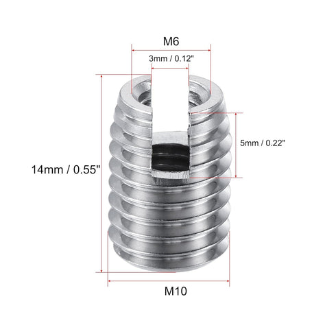 uxcell Self Tapping Threaded Inserts, M6 M10x14mm Carbon Steel Repairing Nuts, 10pcs