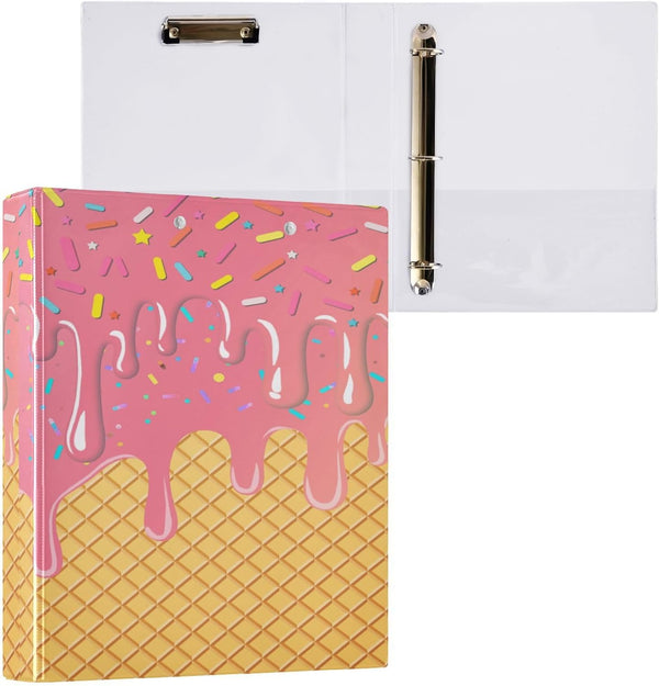 Aslsiy Kids 3 Ring Binder 1.5 Inch Gradient Salmon Ice Cream Girls Round