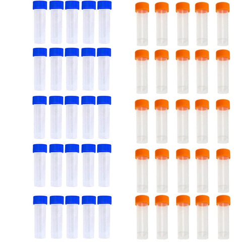 50 Pack 5ml Cryo Tubes, Plastic Graduated Vial Tube with Screw Caps, Small Test Sample Bottles