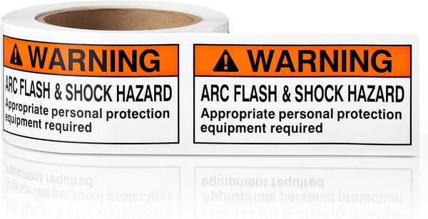 Lerheedi 100 PCS WARNING Arc Flash and Shock Hazard Appropriate PPE Required Label