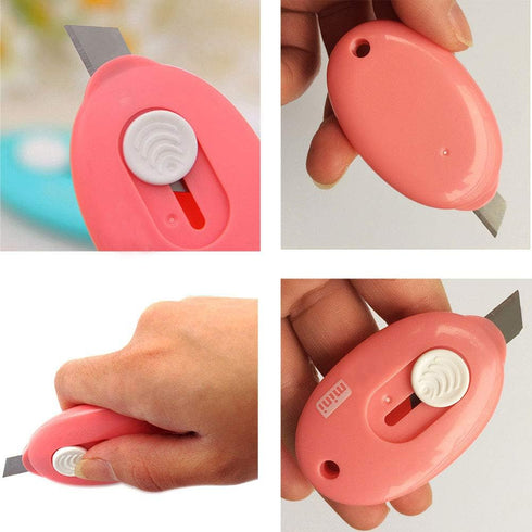 Mini Utility Knives Box Cutter, Retractable Letter Opener (Blue/Pink/White) 6PC