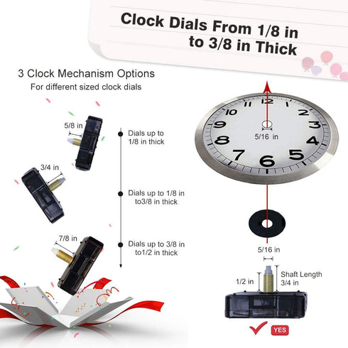 6 Pieces Clock Mechanism Replacement Kit with 9 Pack Clock Hands, Battery Operated for DIY Clock Repair
