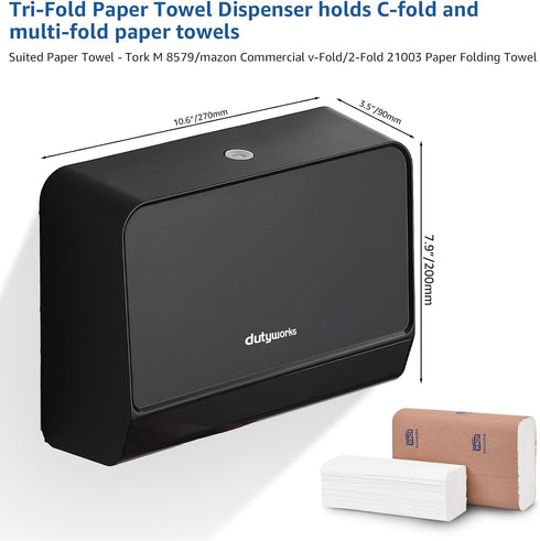 Paper Towel Dispenser Wall Mounted, Multifold Hand Towel Dispenser for Kitchen Bathroom Home Business, Trifold/C Fold/Z