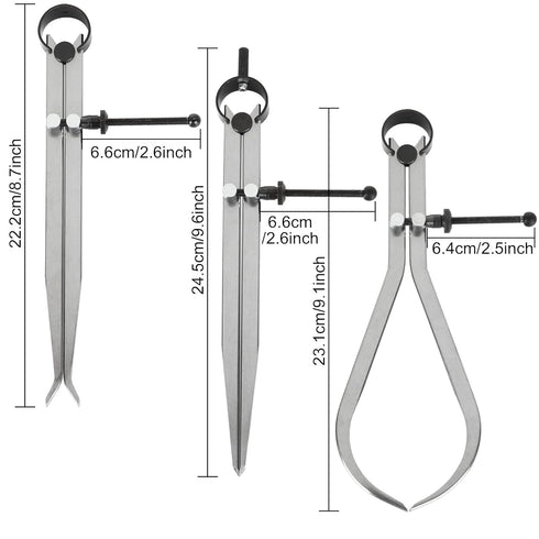 3pcs 8 Inch Long Spring Caliper Set, Carbon Steel Outside Divider Caliper Compass, Calipers Measuring Tool for Wood Turning Lathe Projects
