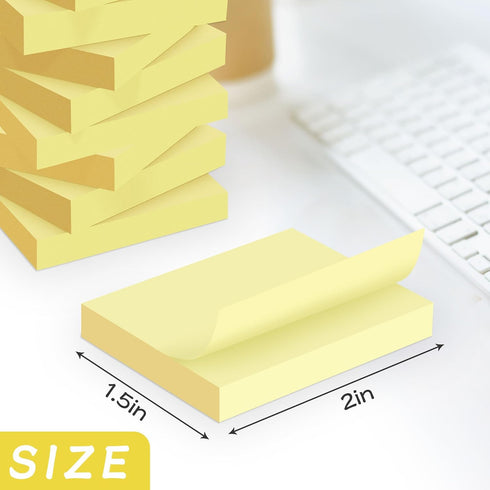 Mini Sticky Notes - 1.5x2 in, 36 Pad Canary Yellow Strong Adhesive Post, Suitable for School, Home, Office