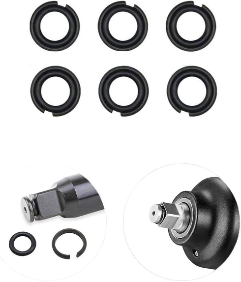 6 Sets 3/8" Retaining Ring Clip with O-Ring for Milwaukee Electric/Pneumatic Impact Wrench