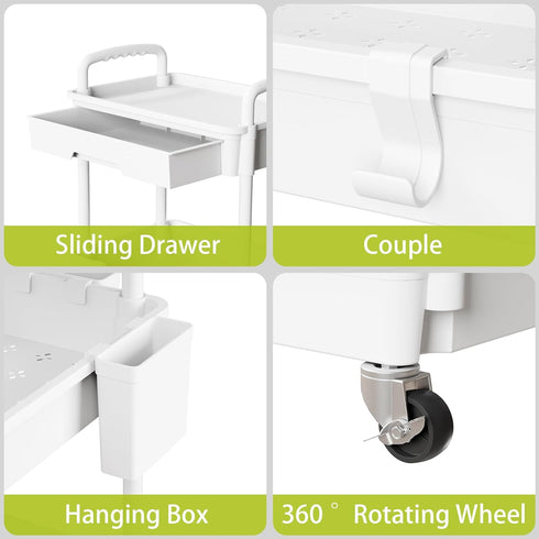 Sorgion 4 Tier Rolling Cart Organizer,Art Craft Diaper Bedside Snack Laundry Room Bathroom Organizer Narrow Thin Slim