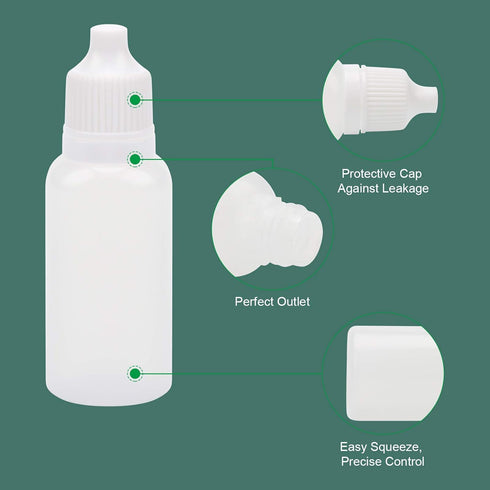 AHIER 50PCS 15ML Plastic Eye Dropper Bottles - Squeezable with Childproof Cap