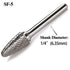 SF-5 Tungsten Carbide Burr Rotary File, Tree Shape, Double Cut for Die Grinder, 1/4'' Shank, 1'' Cutter Length