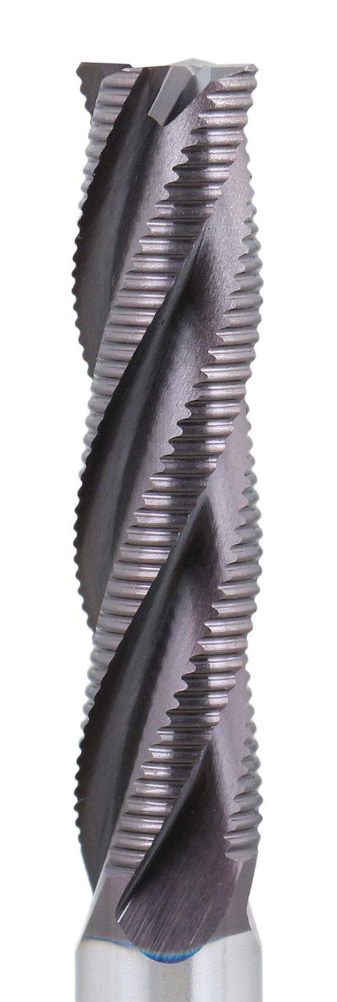 Accusize Industrial Tools 1/2'' Fine Tooth M42 8% Cobalt Tialn Roughing End Mill, 1/2'' Shk Dia, 2'' Flute Length