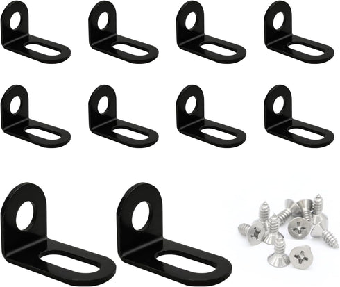 Generic 10PCS Adjustable Slotted L Brackets, 1.2"x0.7"x0.7" Black Corner Braces, Metal Right Angle