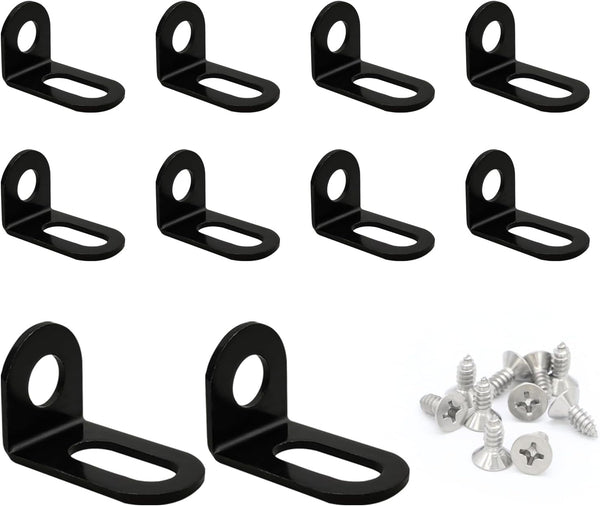 Generic 10PCS Adjustable Slotted L Brackets, 1.2"x0.7"x0.7" Black Corner Braces, Metal Right Angle