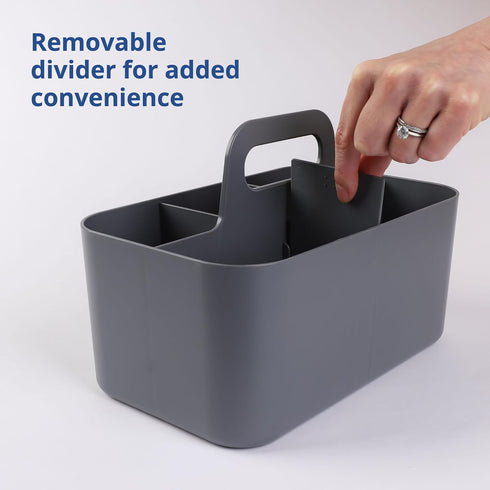 BLUE GINKGO Multipurpose Caddy Organizer, Stackable Plastic Caddy with Handle, Grey