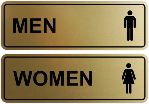 Standard Men Women Restroom Sign - Large Brushed Gold - 1 Set (2 pcs)