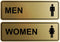 Standard Men Women Restroom Sign - Large Brushed Gold - 1 Set (2 pcs)
