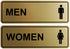 Standard Men Women Restroom Sign - Large Brushed Gold - 1 Set (2 pcs)