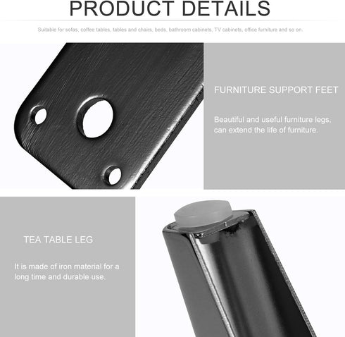 Luxshiny Iron Furniture Legs Oblique Design Cabinet Sofa Support Feet for Bed Desk Wardrobe Tv Stand with Moisture