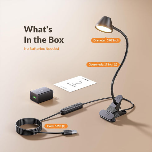 5 Dimming, RG0 LEPOWER Clip on Light, Reading Lights for Books in Bed with Colors & Stepless Eye-Care, Amber Glow Light