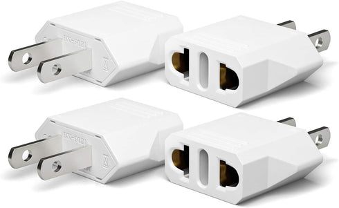 Unidapt US Plug Adapter, 4-Pack White, European to USA Travel Plug Adapter for Mexico, Japan, Canada