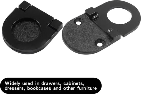 2 Pack Recessed Pull Ring Handles, Black Hidden Drawer Mount Handle, Cabinet Flush Ring Sliding Door Pull Handle