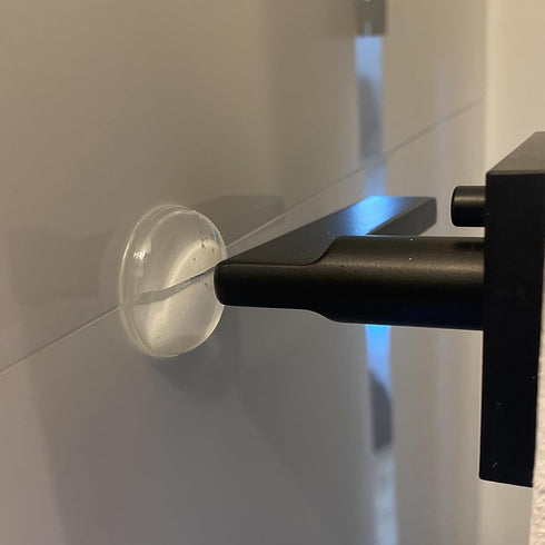 Door Knob Wall Shield, Transparent Round Soft Rubber Protector, Self Adhesive Door Handle Bumper Pack of 2 (Large Round