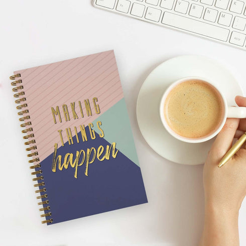 Making Things Happen Spiral Notebook, 5.5" x 8.5" Journal, 120 Checklist Pages, Durable Gloss Laminated Softcover