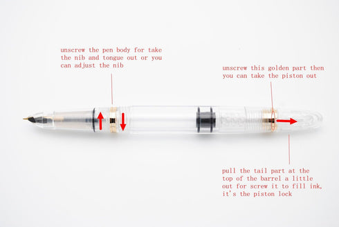 czxwyst Toso 618 Fountain Pen, Transparent with Golden Clip