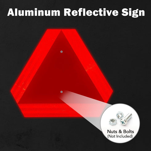 T&R Metal Safety Triangle Sign for Slow Moving Vehicles - 14 x 16 Inches, Reflective, UV Protected, Waterproof, Fade