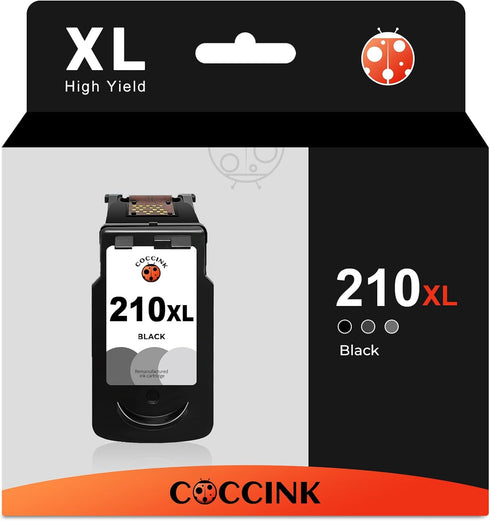 COCCINK 210XL Black Ink Cartridge for Canon Pixma MP280 MP480 MP490 MP495 MX340 IP2702 MP230 MP240 MP250 MX320 MX330 (1