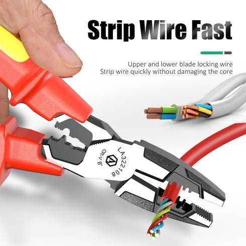 LAOA Long Nose Pliers, 1000 Volt VDE Insulated Electrician's Pliers with Stripping, Cutting, Clamping Features