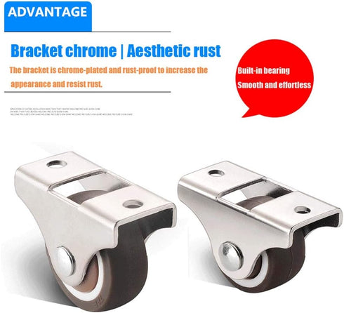 ZX@Casters 1 Inch 4 Packs, Silent Caster Rubber Directional Wheel | Suitable for Small Bed Bottom Tatami Drawer Pulley