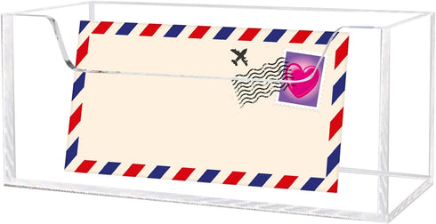 Mail Holder for Table, Acrylic Letter Holder Box for Desk or Wall Mount, Clear Mail Organizer