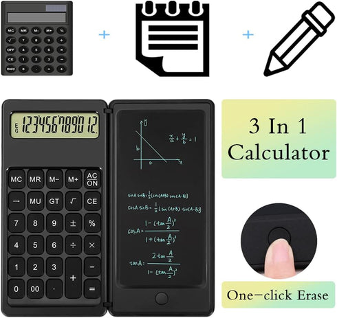 Calculator,calculators Desktop with Writing Screen, Large Display, and Quiet Design - Ideal for Students and Office Workers (Black)
