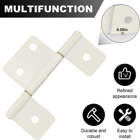 6 Pack White Non-Mortised Hinge for Mobile Home & RV Interior with Screws
