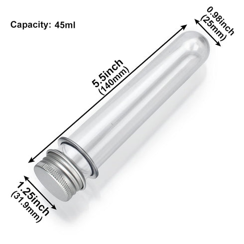6PCS Plastic Test Tubes with Screw Caps 45ml Clear Tubes for Scientific Experiments, Party Decoration, Sample, Candy, Bath Salt, Storage